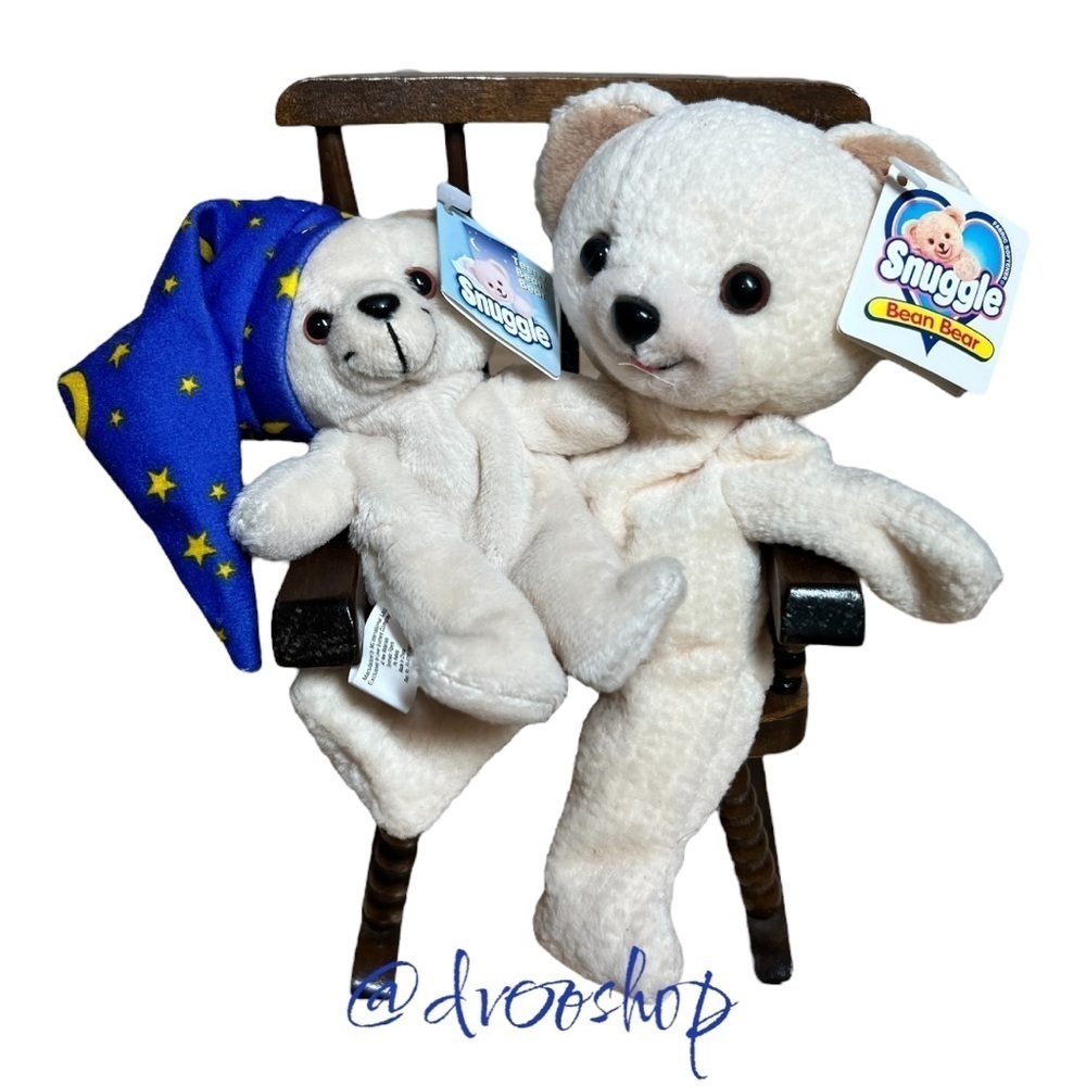 Vintage Snuggle Fabric Softener Plushie Bears on Rocking Chair NWT Bean Bears